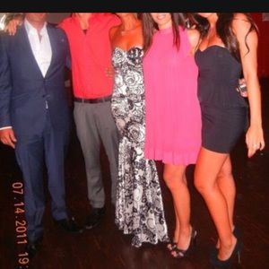 Black and white evening dress